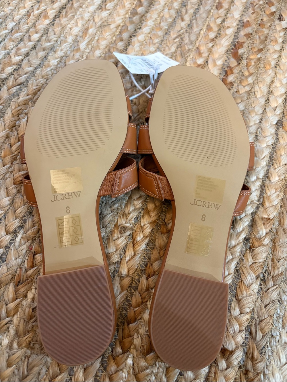 J. Crew Cognac Leather Buckle Slide Sandals - Picture 2 of 3
